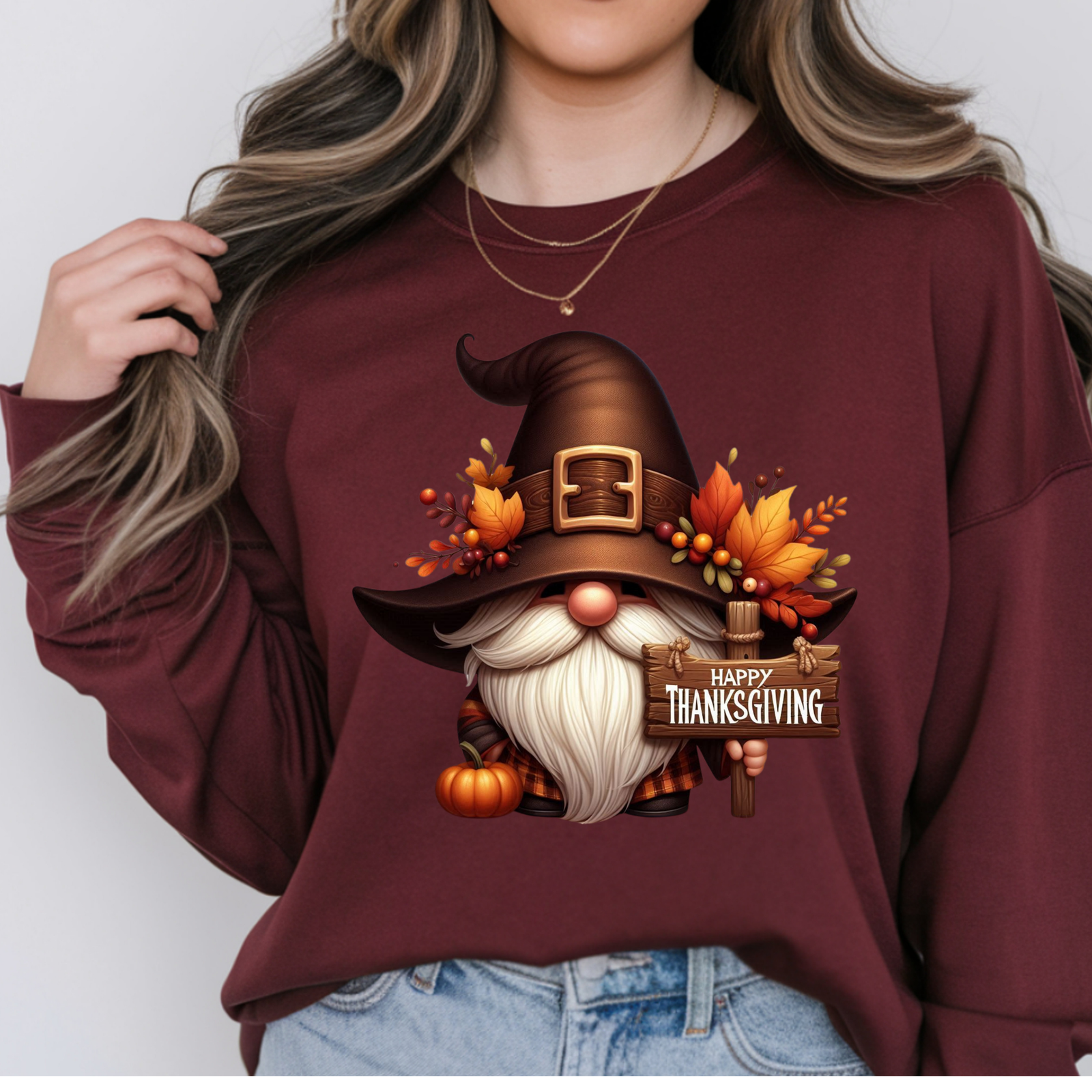 Thanksgiving Gnome Long Sleeve Tee TheCraftNook