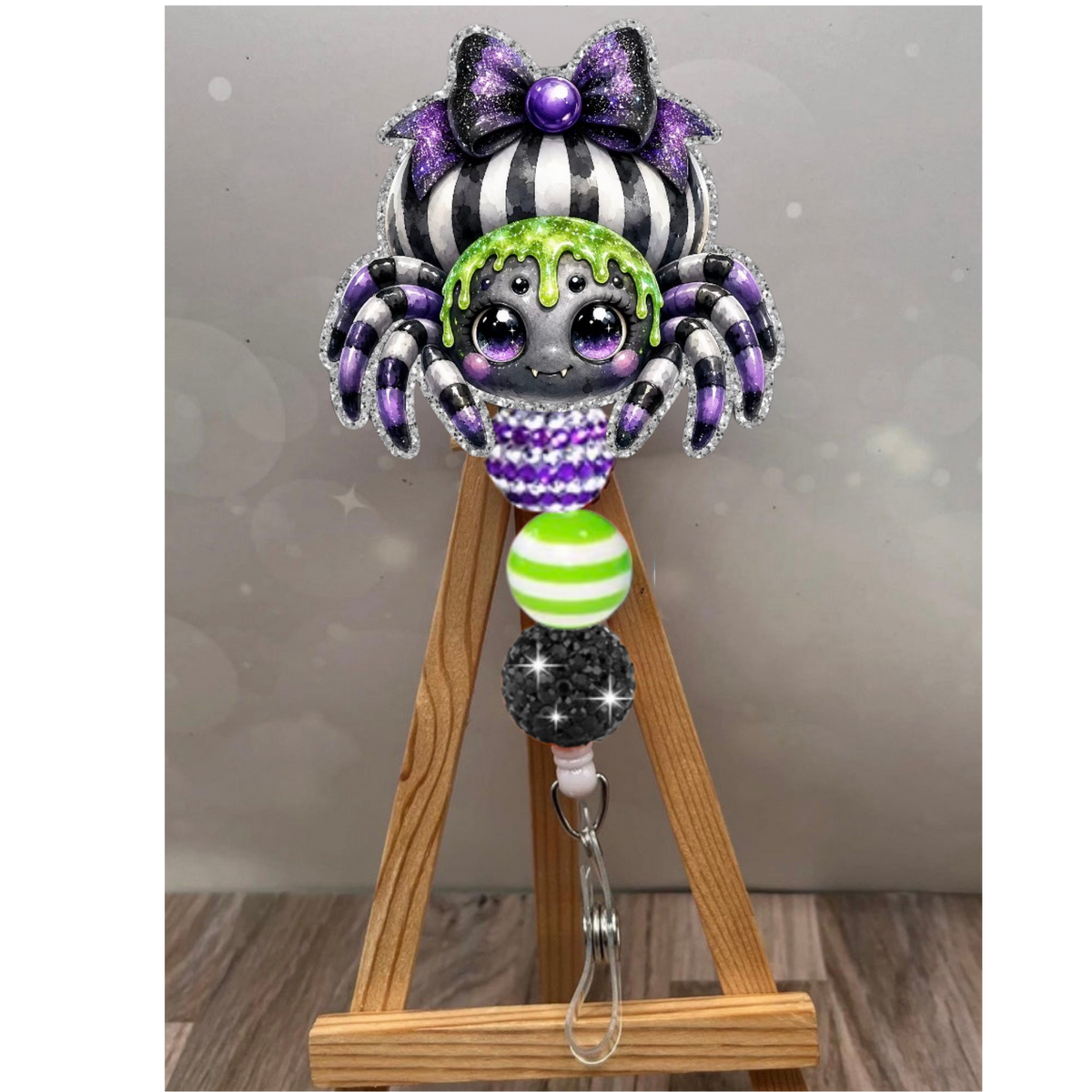 Spider Badge Pull – Glitter Lanyard Accessory TheCraftNook