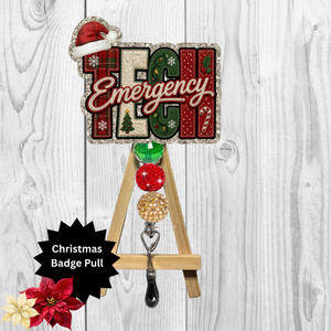 Tech Emergency Christmas Glitter Badge Pull | Badge Reel TheCraftNook