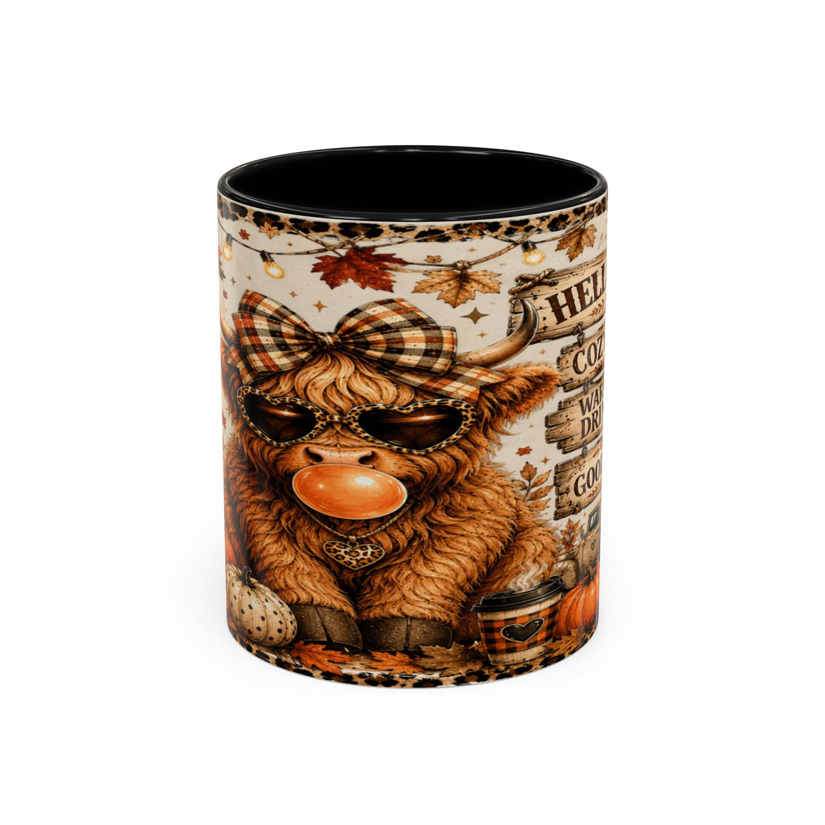 Hello Fall Accent Coffee Mug — Cozy Days, Warm Drinks & Good Vibes Autumn Mug Printify