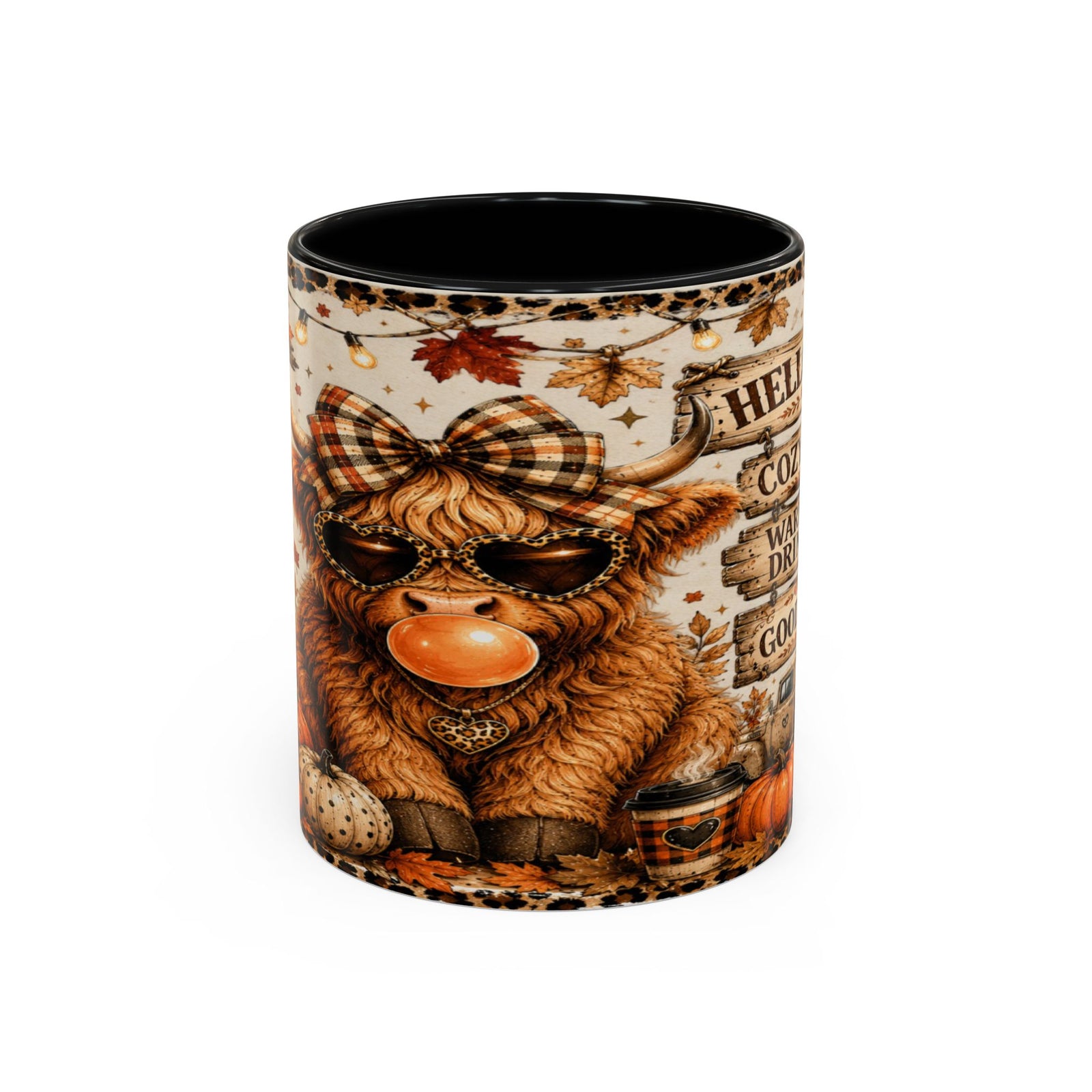 Hello Fall Accent Coffee Mug — Cozy Days, Warm Drinks & Good Vibes Autumn Mug Printify