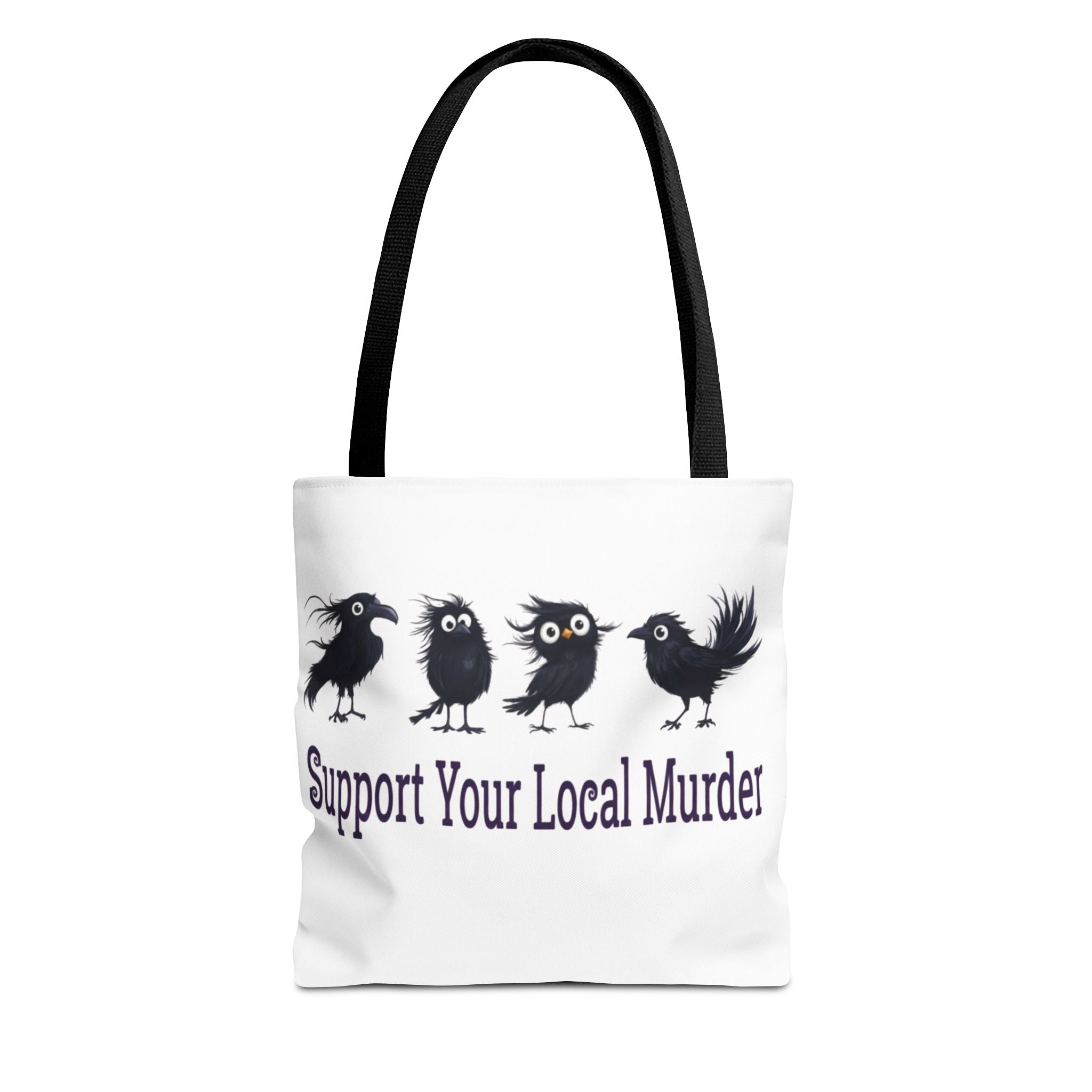 Local Murder Crow Tote Bag — Cute Gothic Raven Illustration Tote for Halloween & Everyday