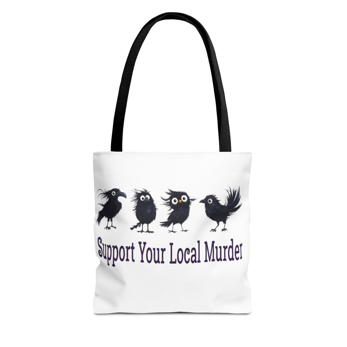 Local Murder Crow Tote Bag — Cute Gothic Raven Illustration Tote for Halloween & Everyday Printify