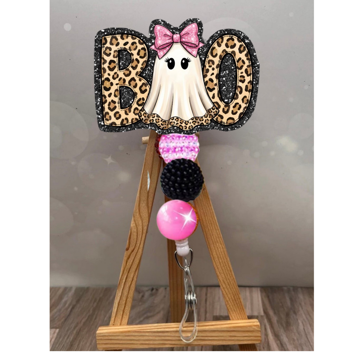 Cute Boo Badge Pull – Glitter Lanyard Accessory TheCraftNook