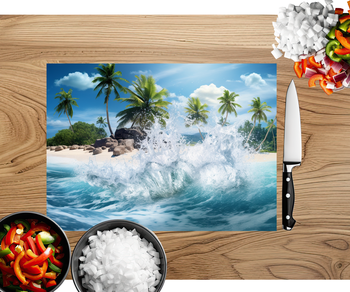 Beach Vibes Glass cutting boards. Multiple images Available. TheCraftNook