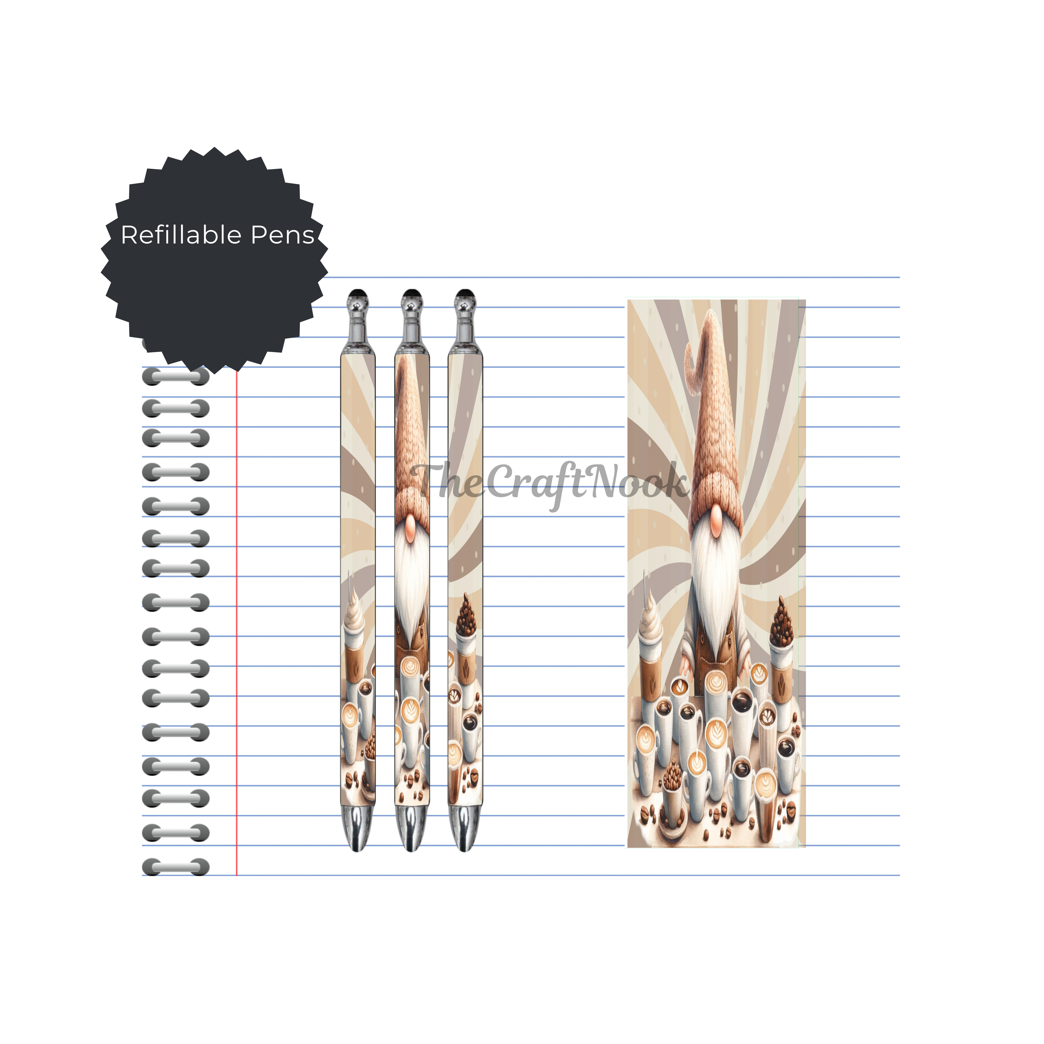 Caffeine & Creativity Refillable Pens, multiple options and Images available.