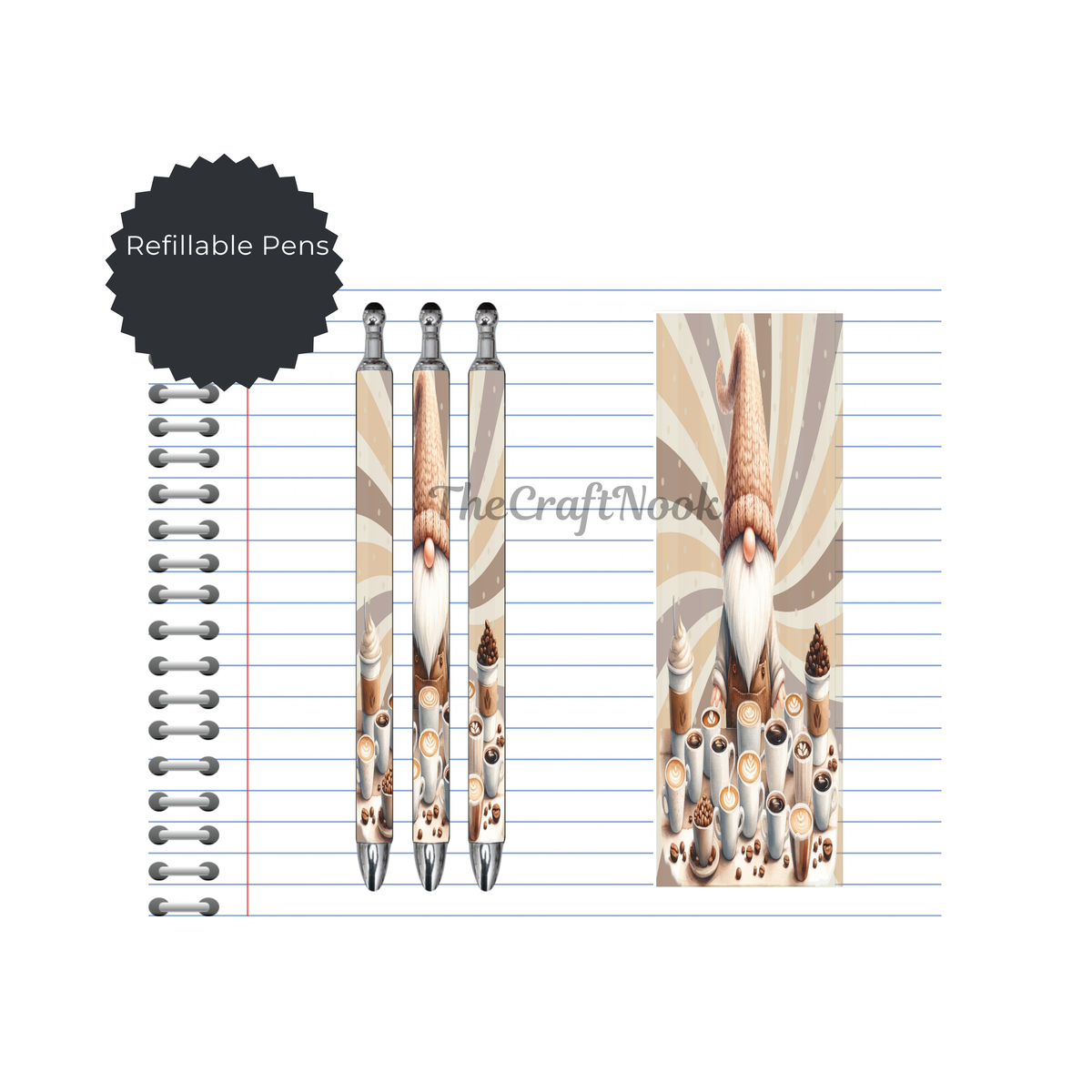 Caffeine & Creativity Refillable Pens, multiple options and Images available. TheCraftNook