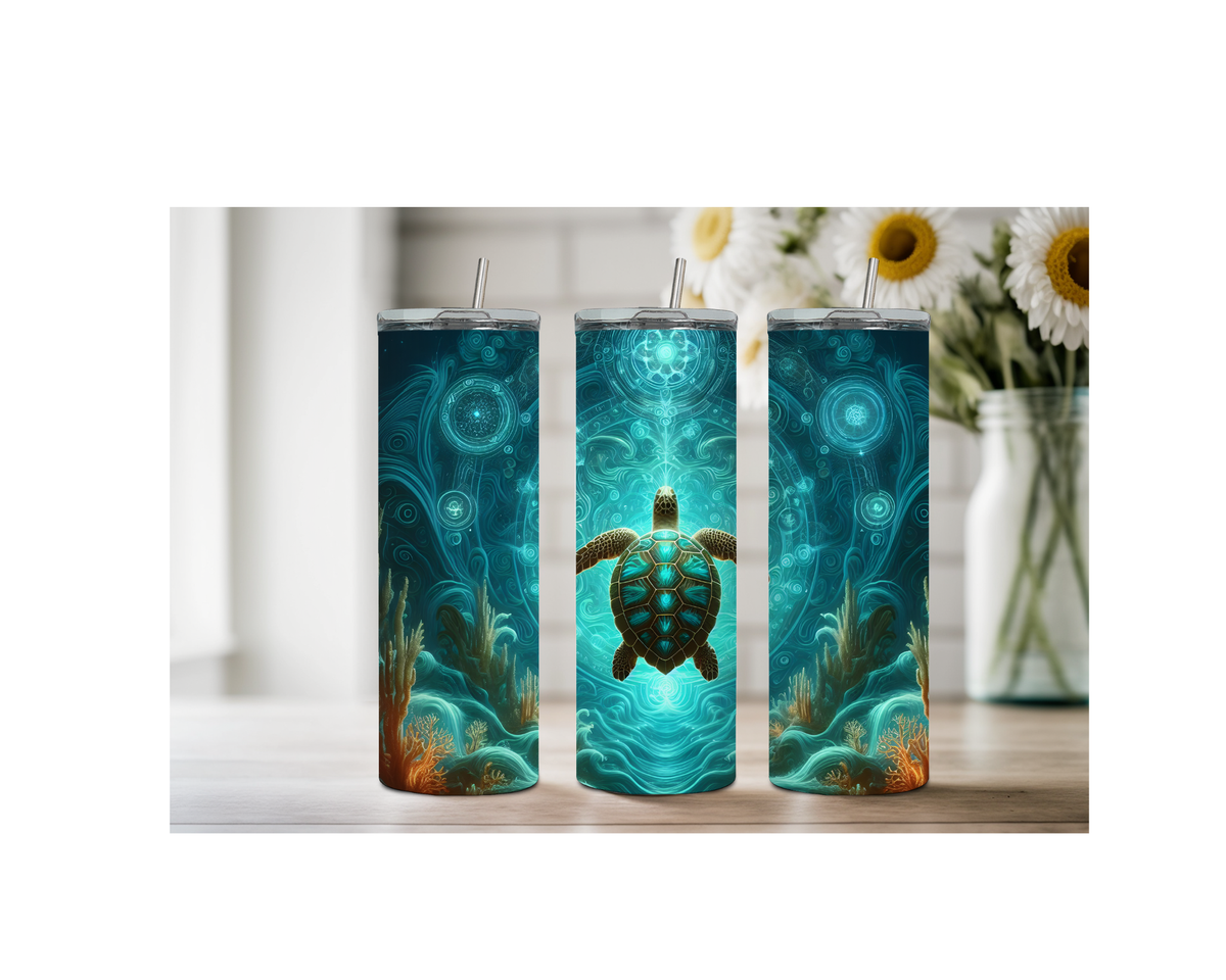 20 oz sip and surf Sea turtle Tumblers, Multiple images to choose from, with or without handle and speakers. TheCraftNook