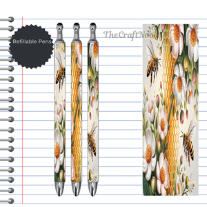 Refillable Pens, Honeybee Images. Bee happy while you write. Multiple options and Images available TheCraftNook