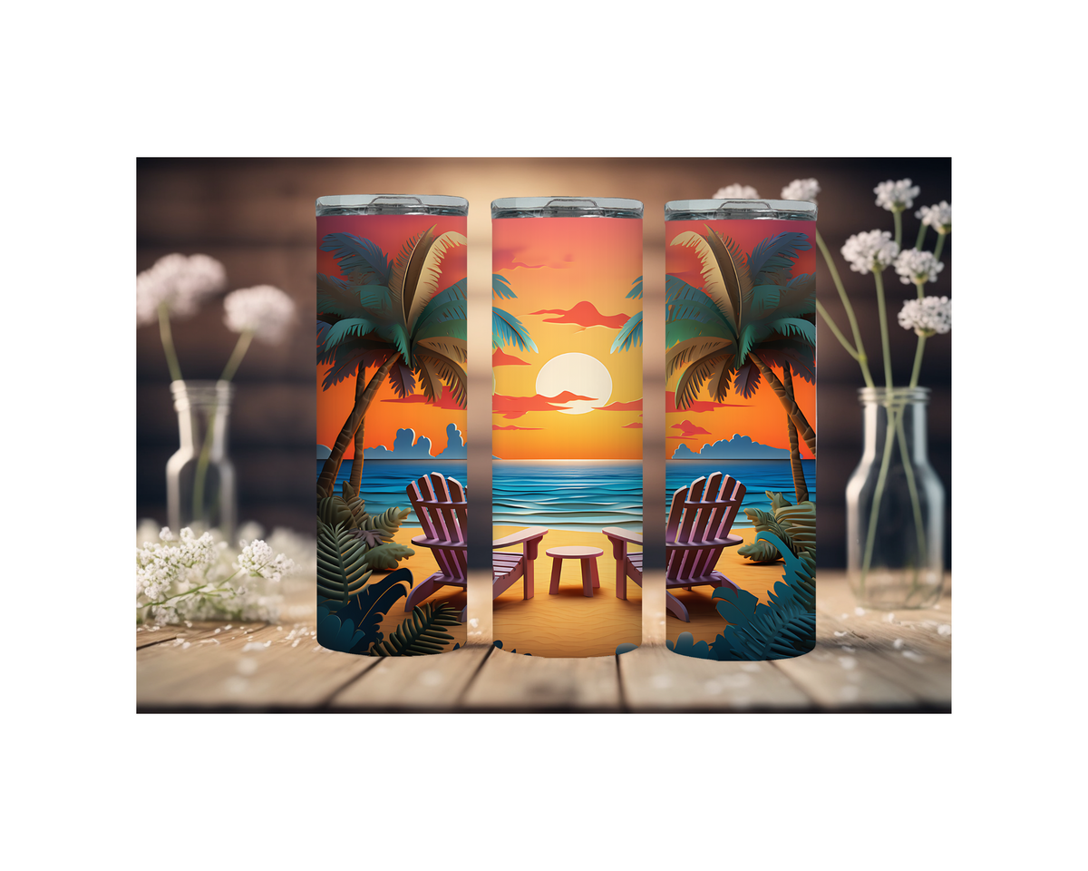 20 oz Beach Bliss Stainless Steel Tumblers, Multiple images to Choose from. TheCraftNook