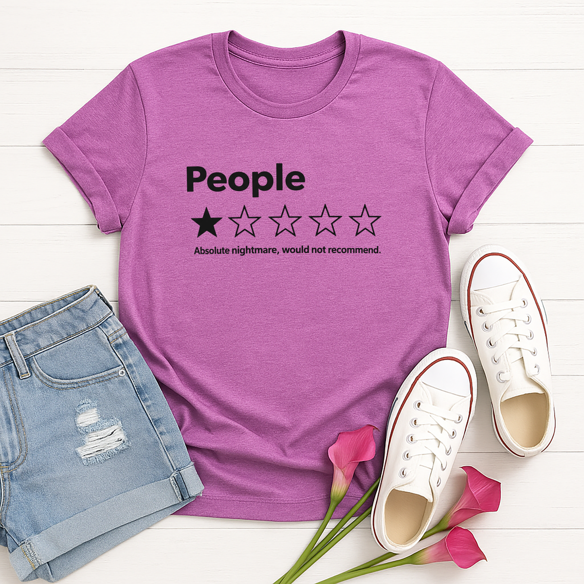 “People: 1-Star Review” Funny Sarcasm Graphic Tee TheCraftNook