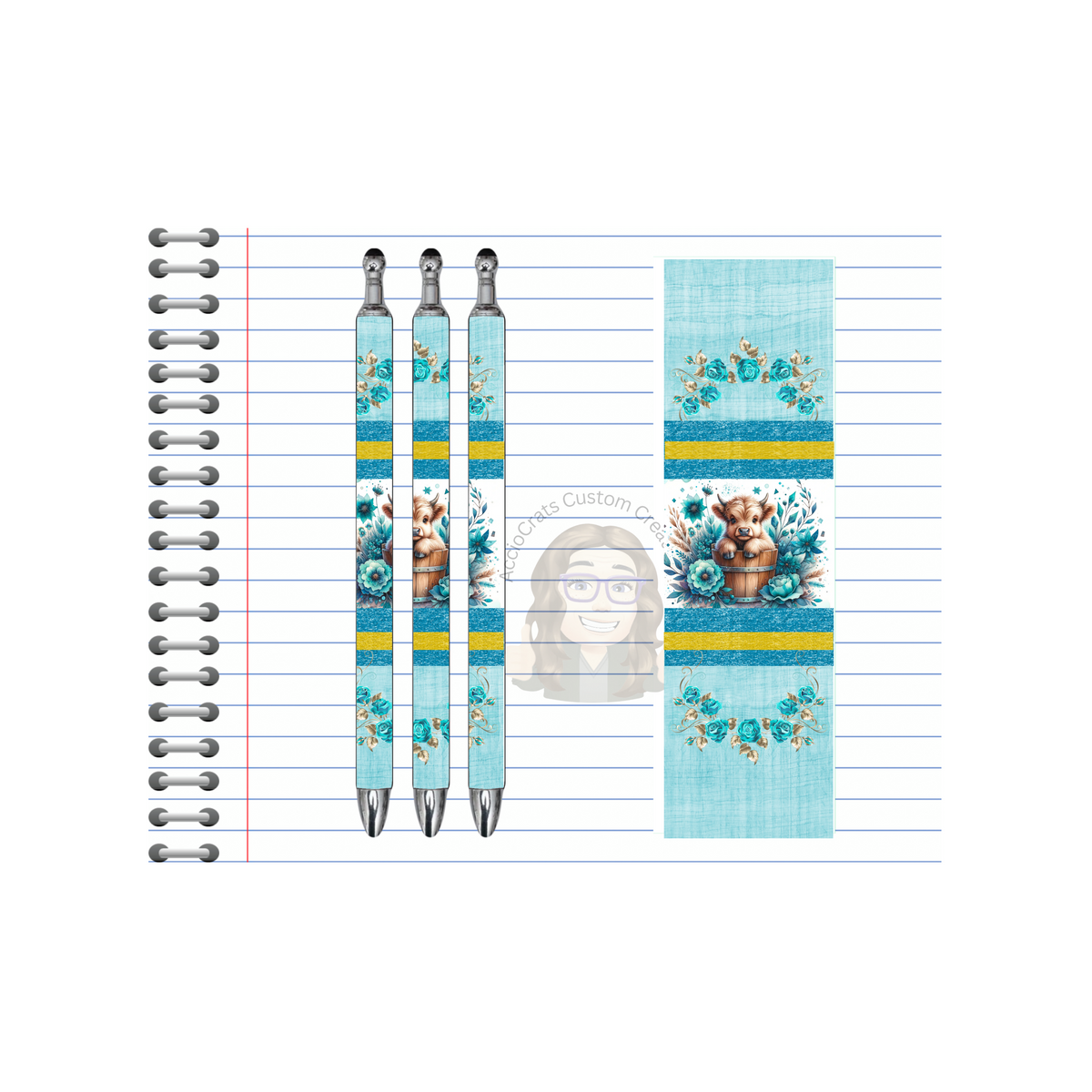 Refillable Pens, Highland Cow Images.  Cute notes start here. Multiple options and Images available. TheCraftNook