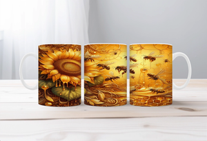 Buzzing Into the Day Honeybee Coffee Mugs. Two size options. Multiple images to choose. TheCraftNook