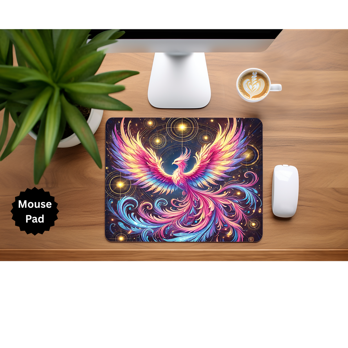 Phoenix Mouse Pad - Mythical Fire Bird Desk Accessory TheCraftNook