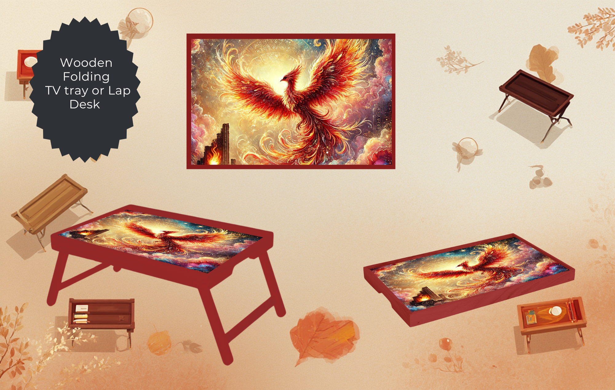 Handmade TV Tray. Phoenix Folding TV Tray Table