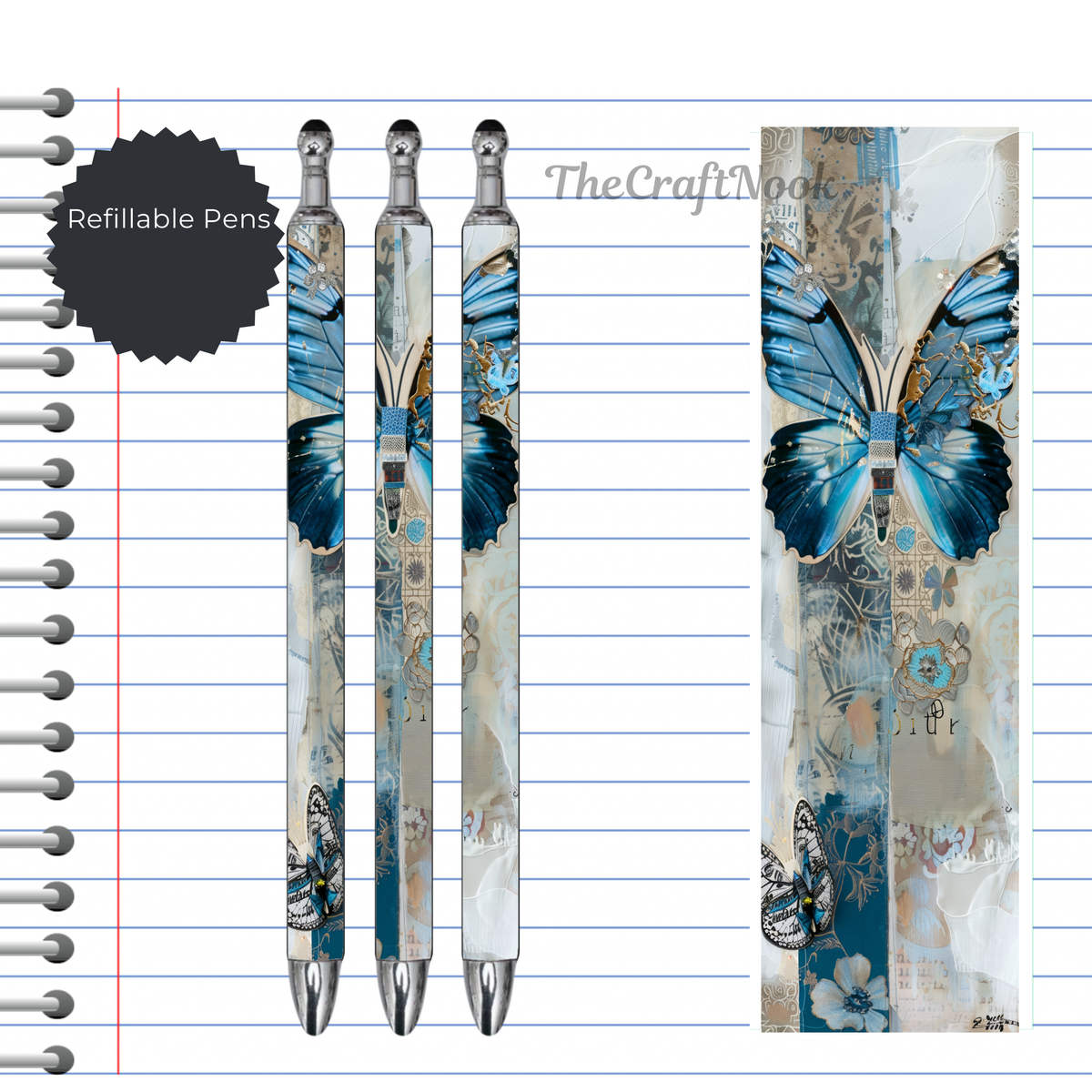 Butterfly Refillable Pens, multiple options and Images available. TheCraftNook
