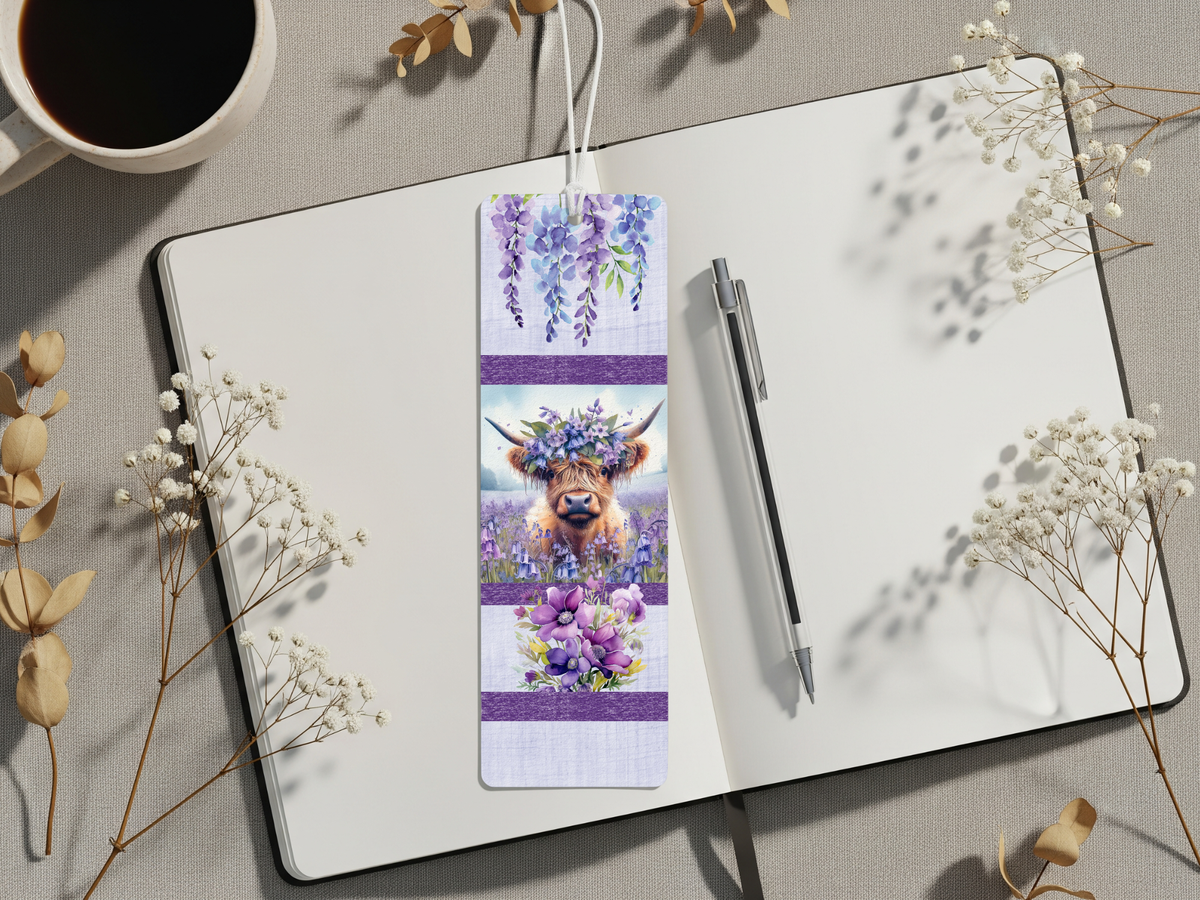 Aluminum Metal Bookmarks, Highland Cow Images For readers who prefer their page‑holders with bangs and horns TheCraftNook