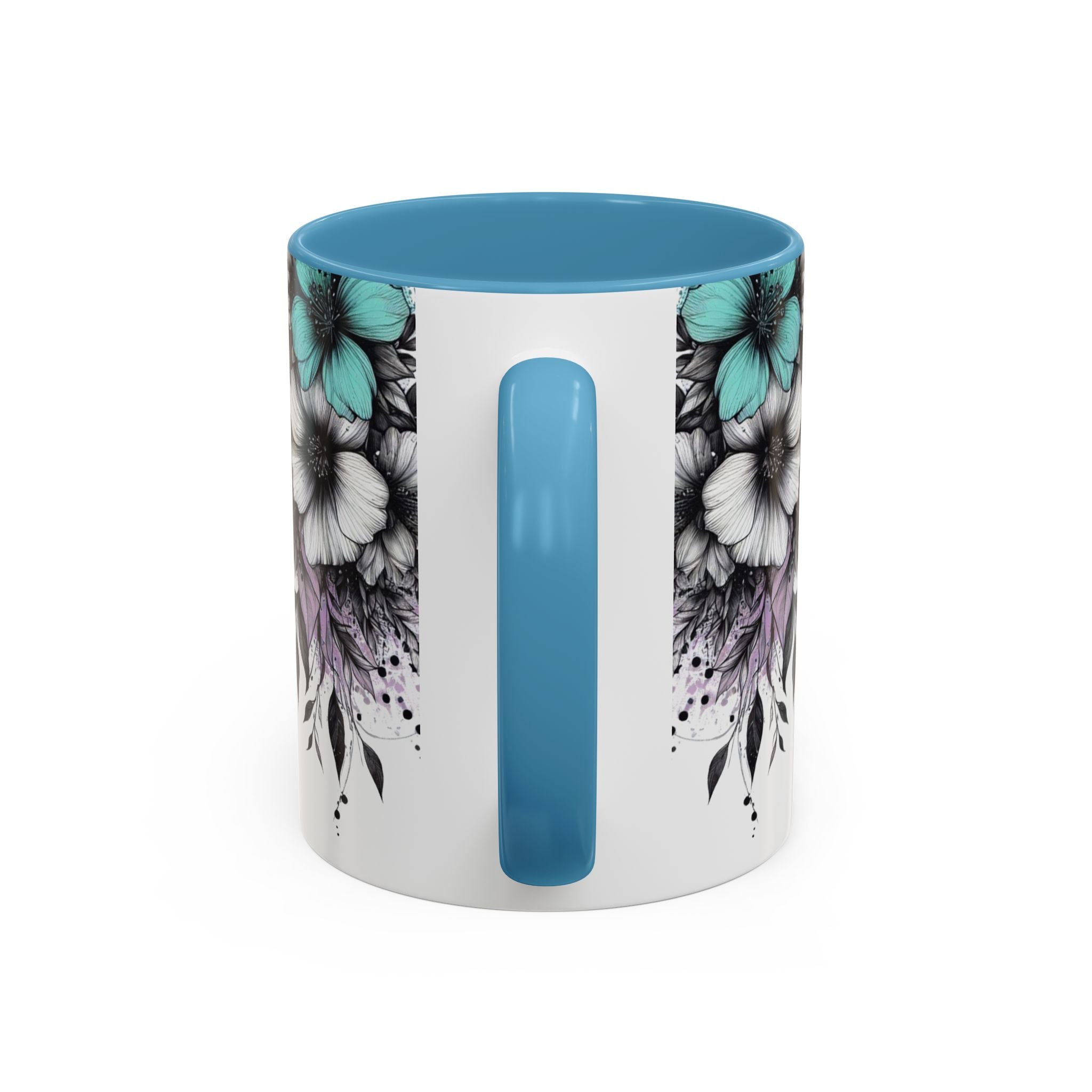 Highland Cow Floral Accent Coffee Mug — Cute Rustic Farmhouse Kitchen Gift