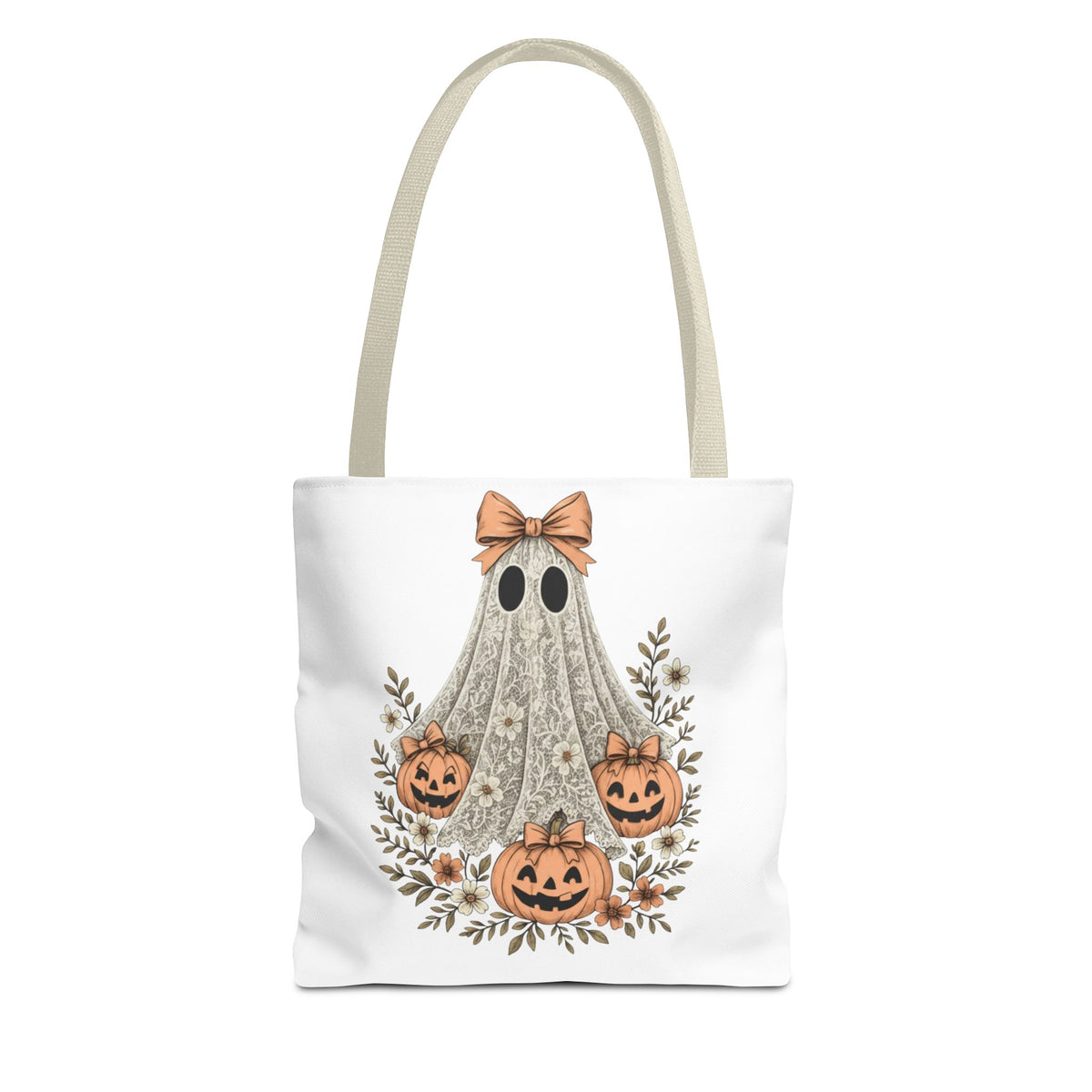 Lacey Ghost Halloween Cottagecore Tote Bag Printify