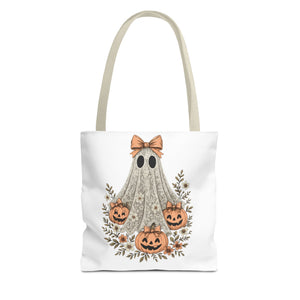 Lacey Ghost Halloween Cottagecore Tote Bag Printify