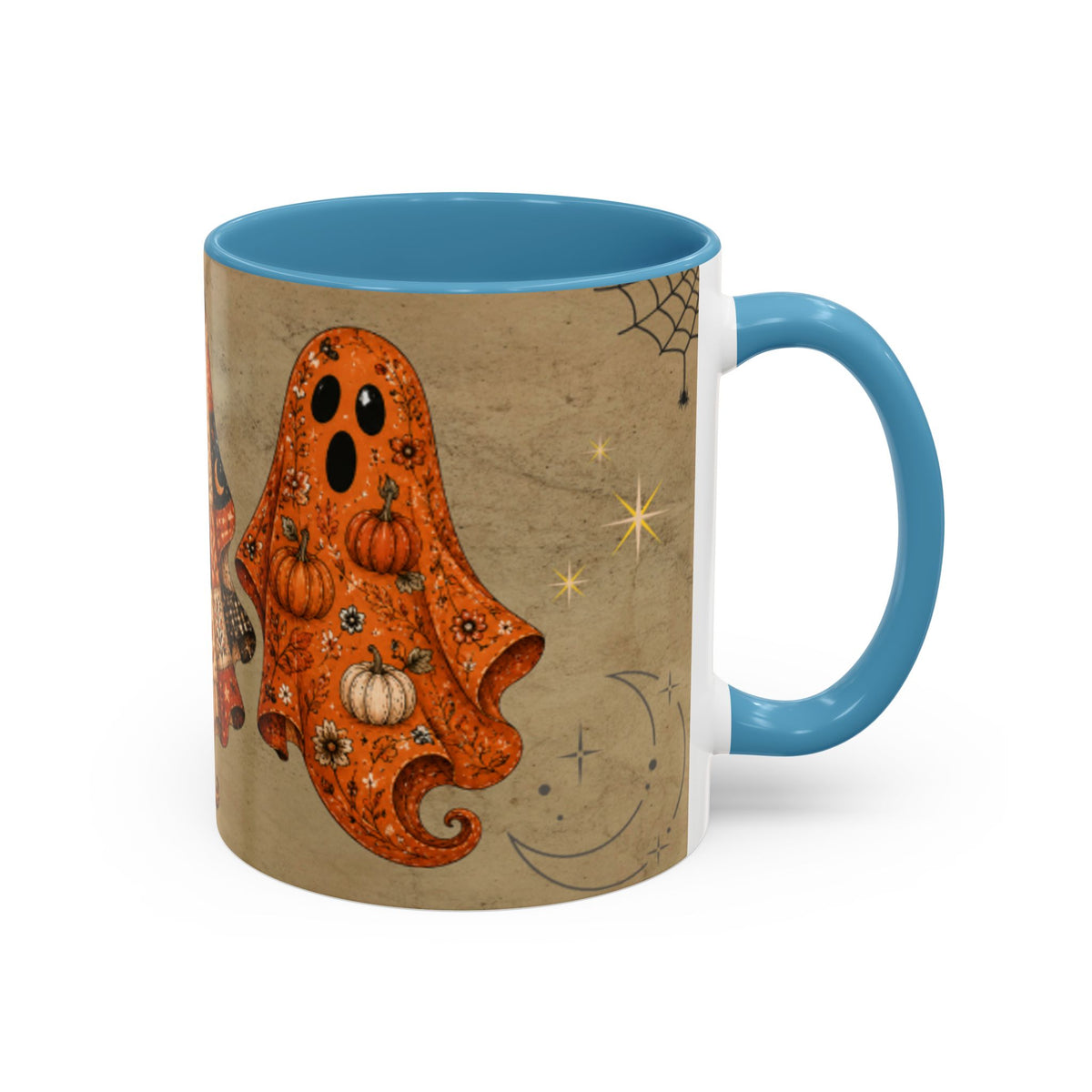 Preppy Ghost Halloween Patchwork Ghost Coffee Mug — Spooky Vintage Accent Ceramic Mug (11/15oz) Printify