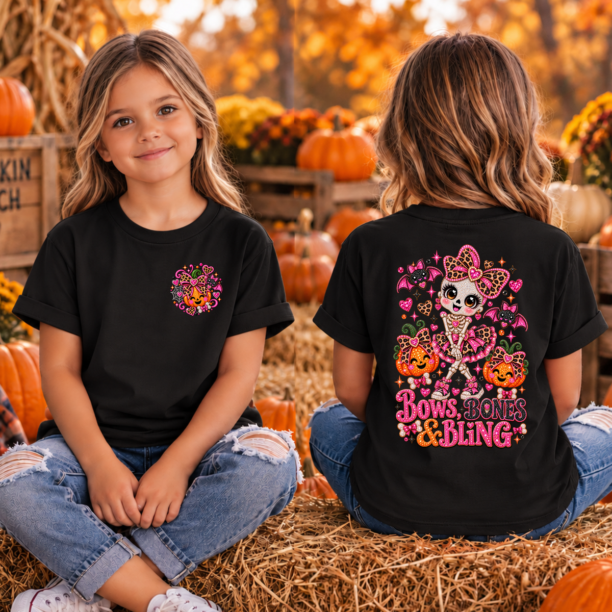 Kids Bows Bones Bling Pocket and Back graphics TheCraftNook