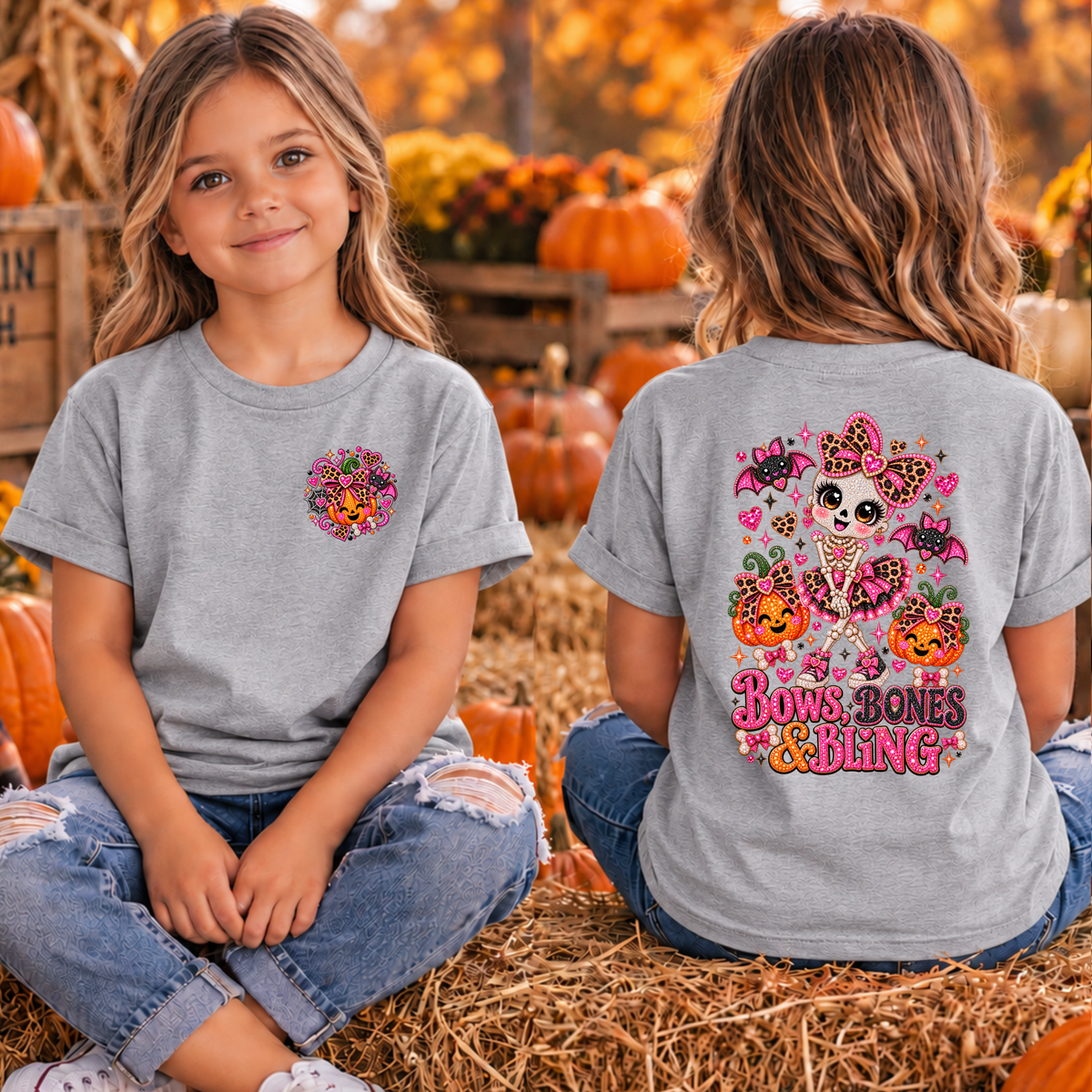 Kids Bows Bones Bling Pocket and Back graphics TheCraftNook