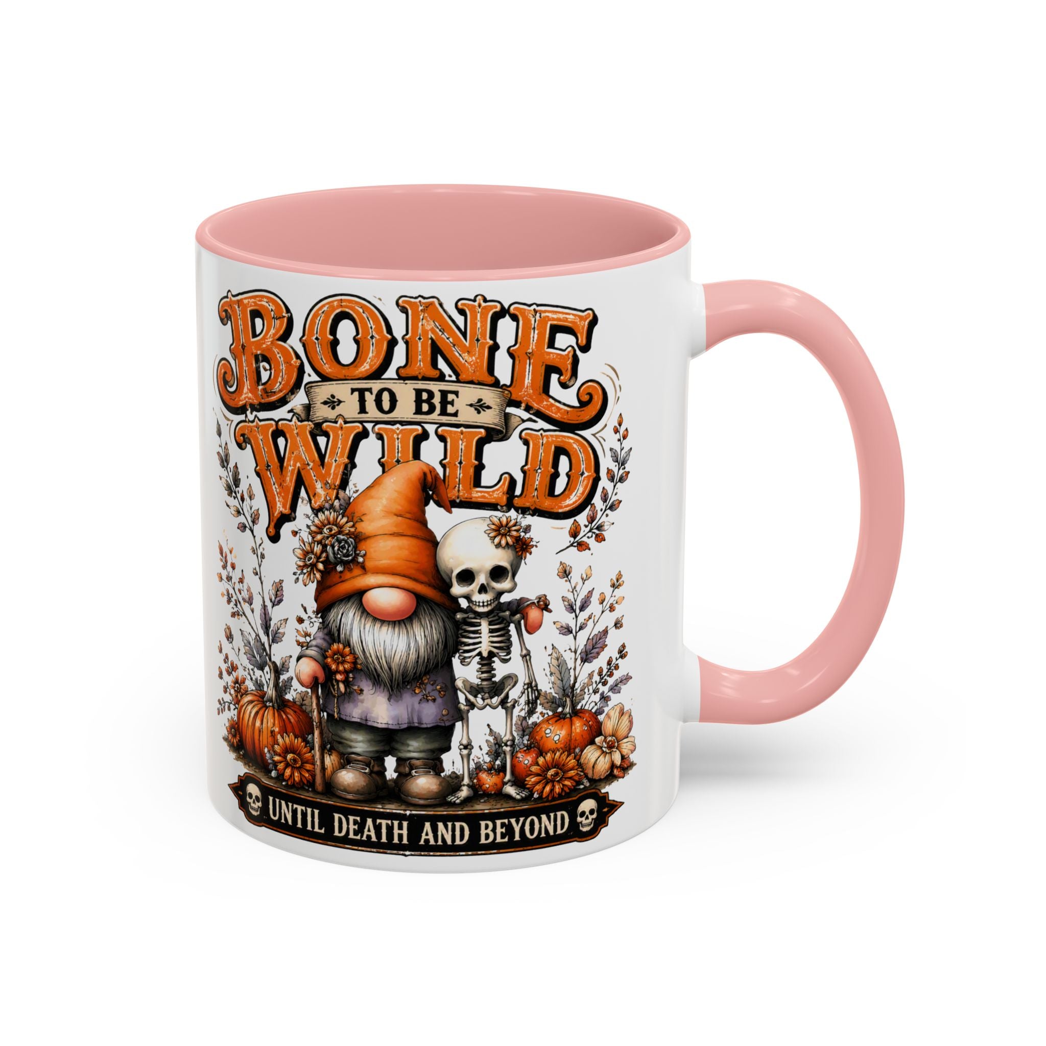 Bone to Be Wild Coffee Mug — Halloween Pumpkin Gnome & Skeleton Accent Mug (11/15oz)