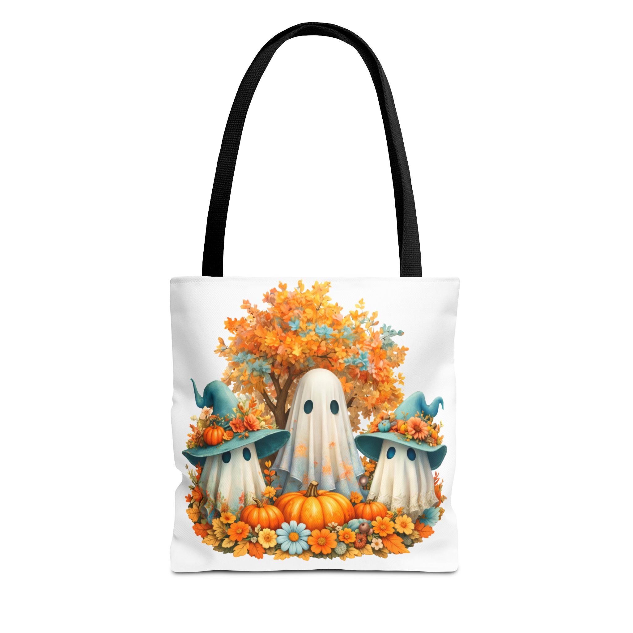 Spooky Cute Ghosts Tote Bag — Cute Halloween Pumpkin & Floral Fall Tote