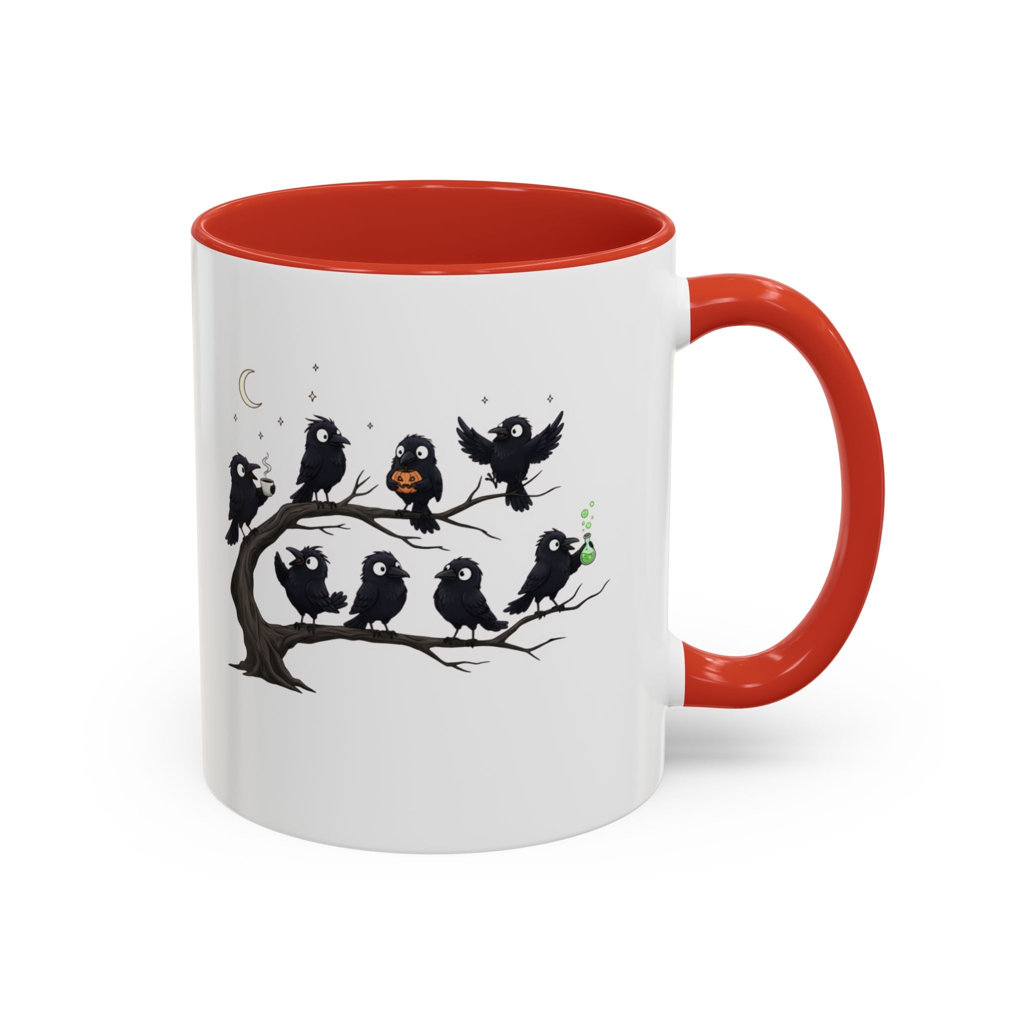 Local Murder Accent Coffee Mug — Cute Crow Flock "Not A Real Murder" Illustration