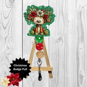Reindeer Glitter Badge Pull | Badge Reel TheCraftNook