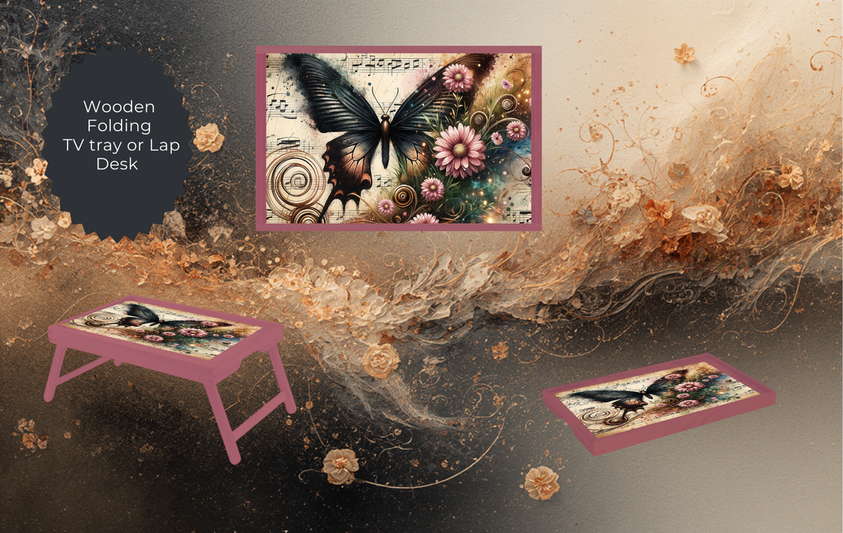 Butterfly Folding TV Trays - Handcrafted Wooden Serving Trays with Glitter TheCraftNook