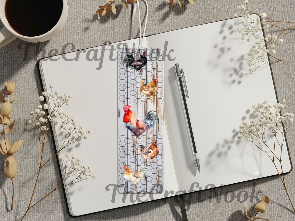 Aluminum Metal Bookmarks, Chicken Images TheCraftNook
