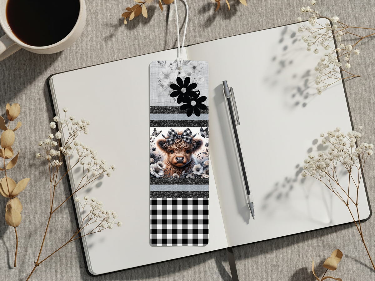 Aluminum Metal Bookmarks, Highland Cow Images For readers who prefer their page‑holders with bangs and horns TheCraftNook