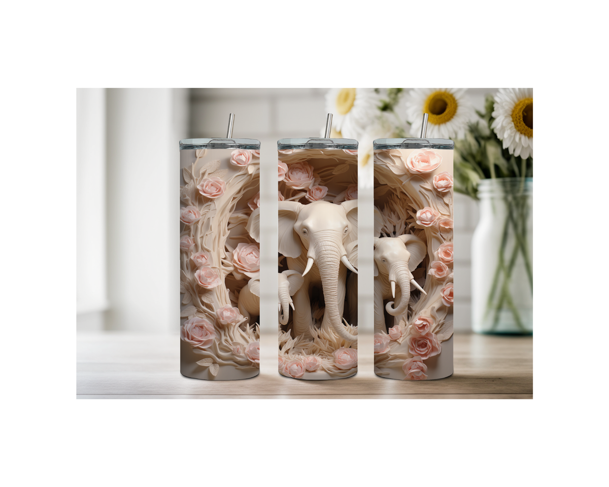 20 ounce Wise & Wonderful Elephant Stainless Tumbler. Multiple Sizes and Images Available. TheCraftNook
