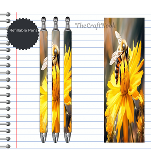 Refillable Pens, Honeybee Images. Bee happy while you write. Multiple options and Images available TheCraftNook