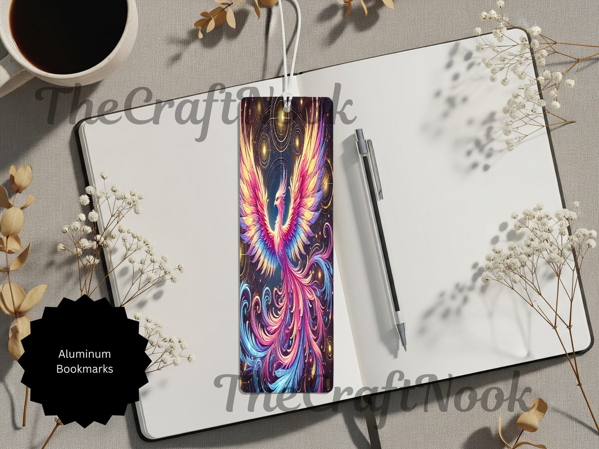 Phoenix Bookmarks - Handcrafted Metal Fire Bird Bookmarks with Beads & Glitter TheCraftNook