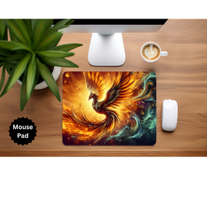 Phoenix Mouse Pad - Mythical Fire Bird Desk Accessory TheCraftNook