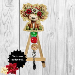 Reindeer Glitter Badge Pull | Badge Reel TheCraftNook