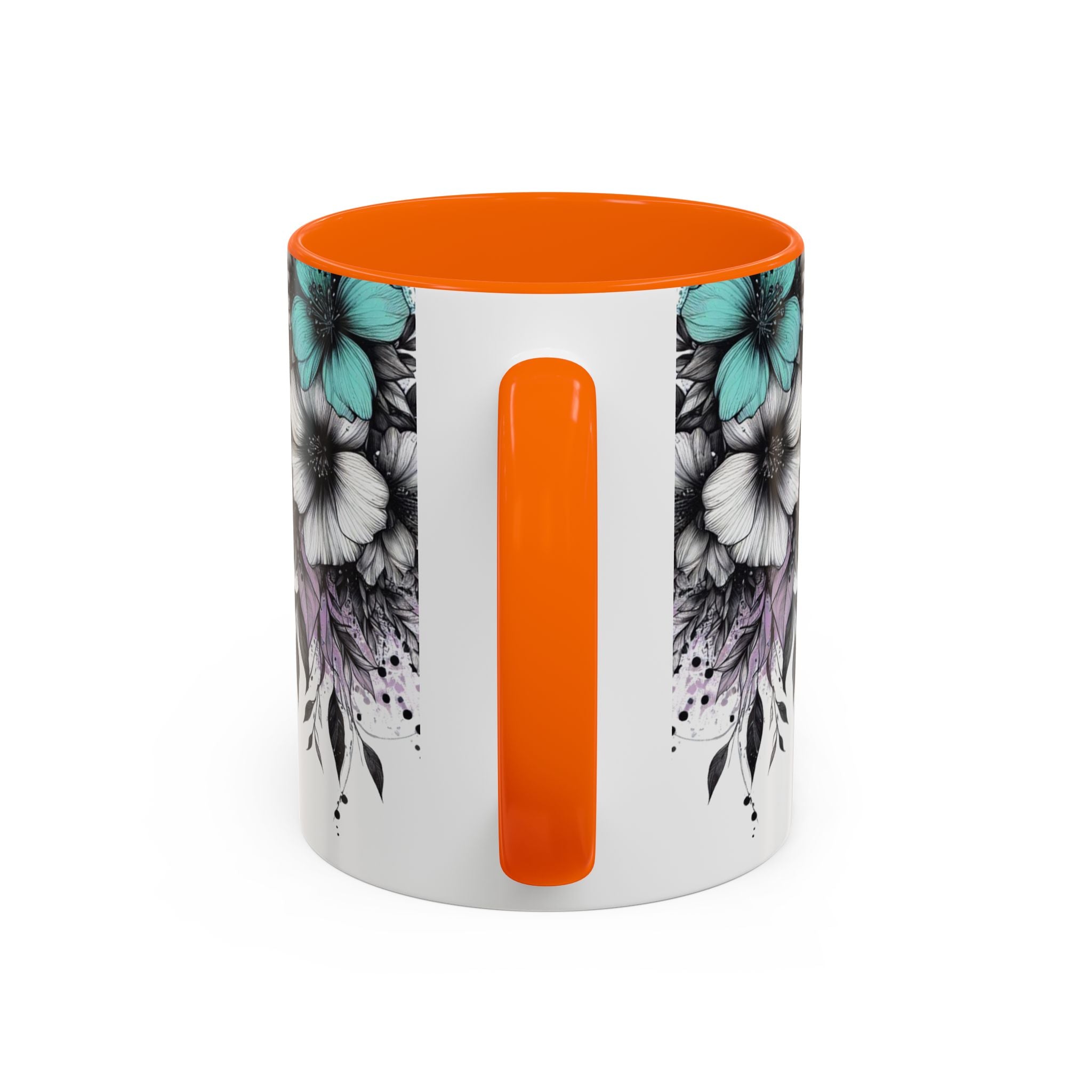 Highland Cow Floral Accent Coffee Mug — Cute Rustic Farmhouse Kitchen Gift