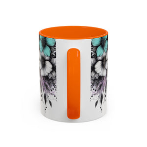 Highland Cow Floral Accent Coffee Mug — Cute Rustic Farmhouse Kitchen Gift Printify