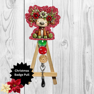 Reindeer Glitter Badge Pull | Badge Reel TheCraftNook