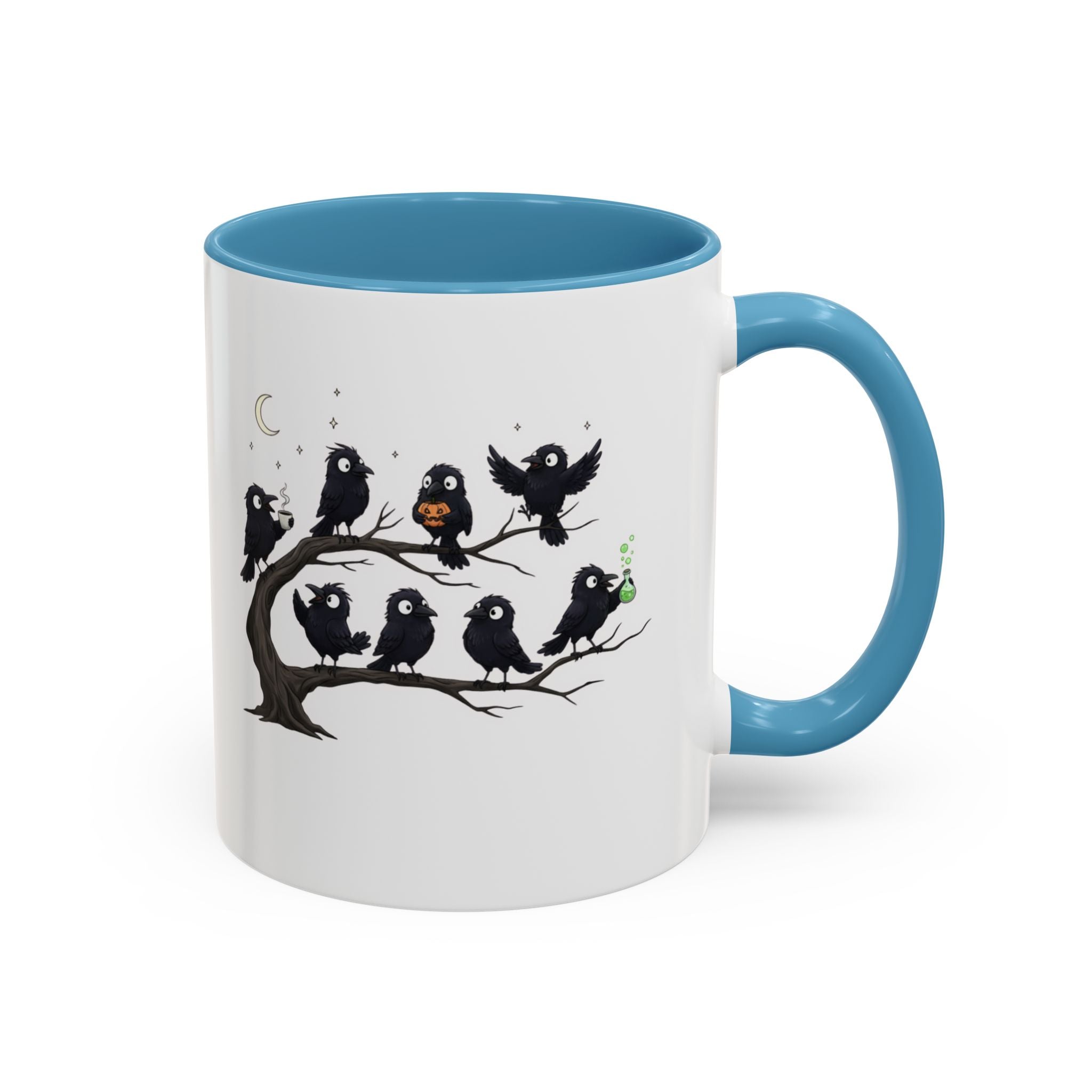 Local Murder Accent Coffee Mug — Cute Crow Flock "Not A Real Murder" Illustration