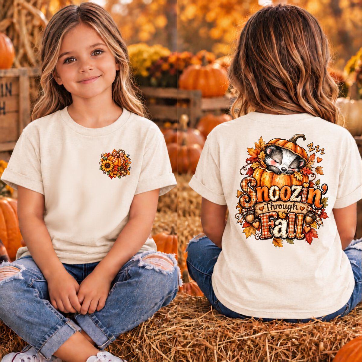Snoozin Through Fall Pocket and back graphics TheCraftNook