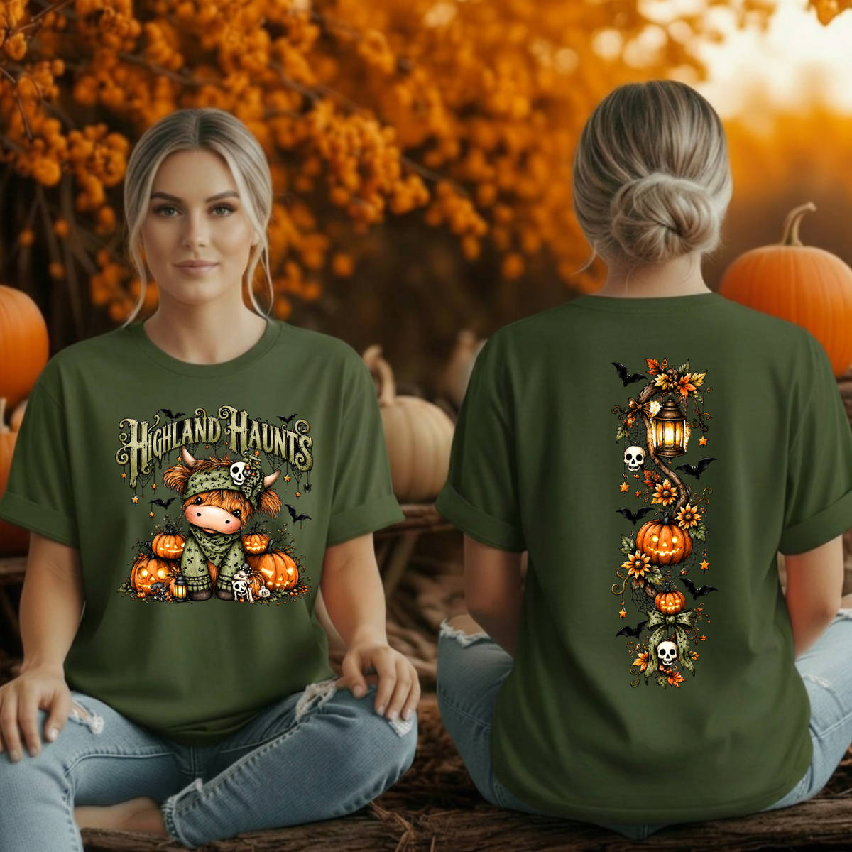 Highland Haunt T-Shirt | Front & Back Graphic TheCraftNook