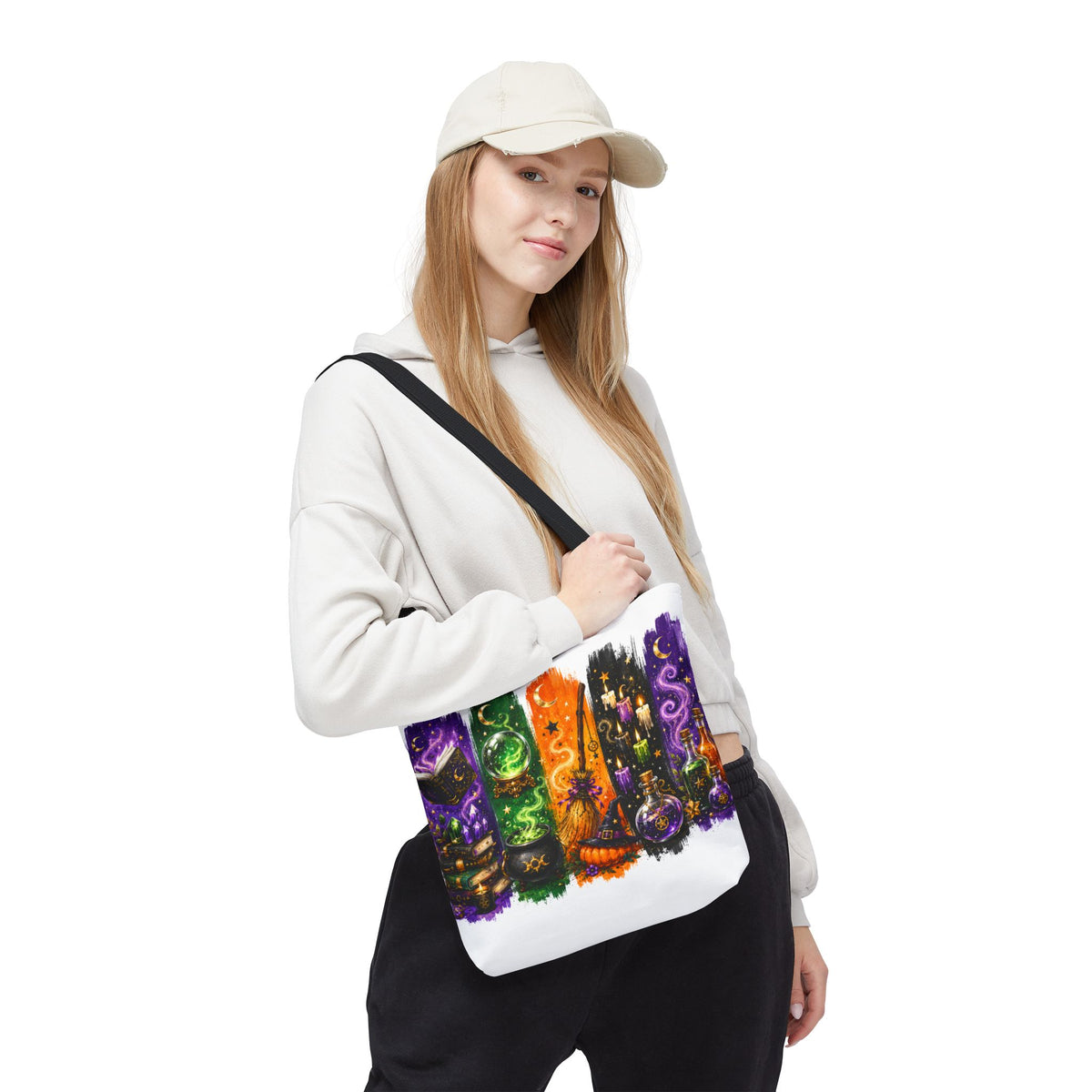 Autumn Alchemy Halloween Tote Bag — Colorful Witchcraft Apothecary Design Printify