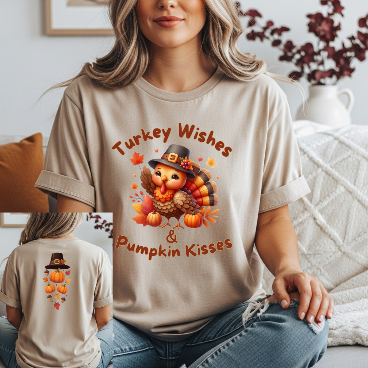 Turkey Wishes T -Shirt– Front & Back Design TheCraftNook