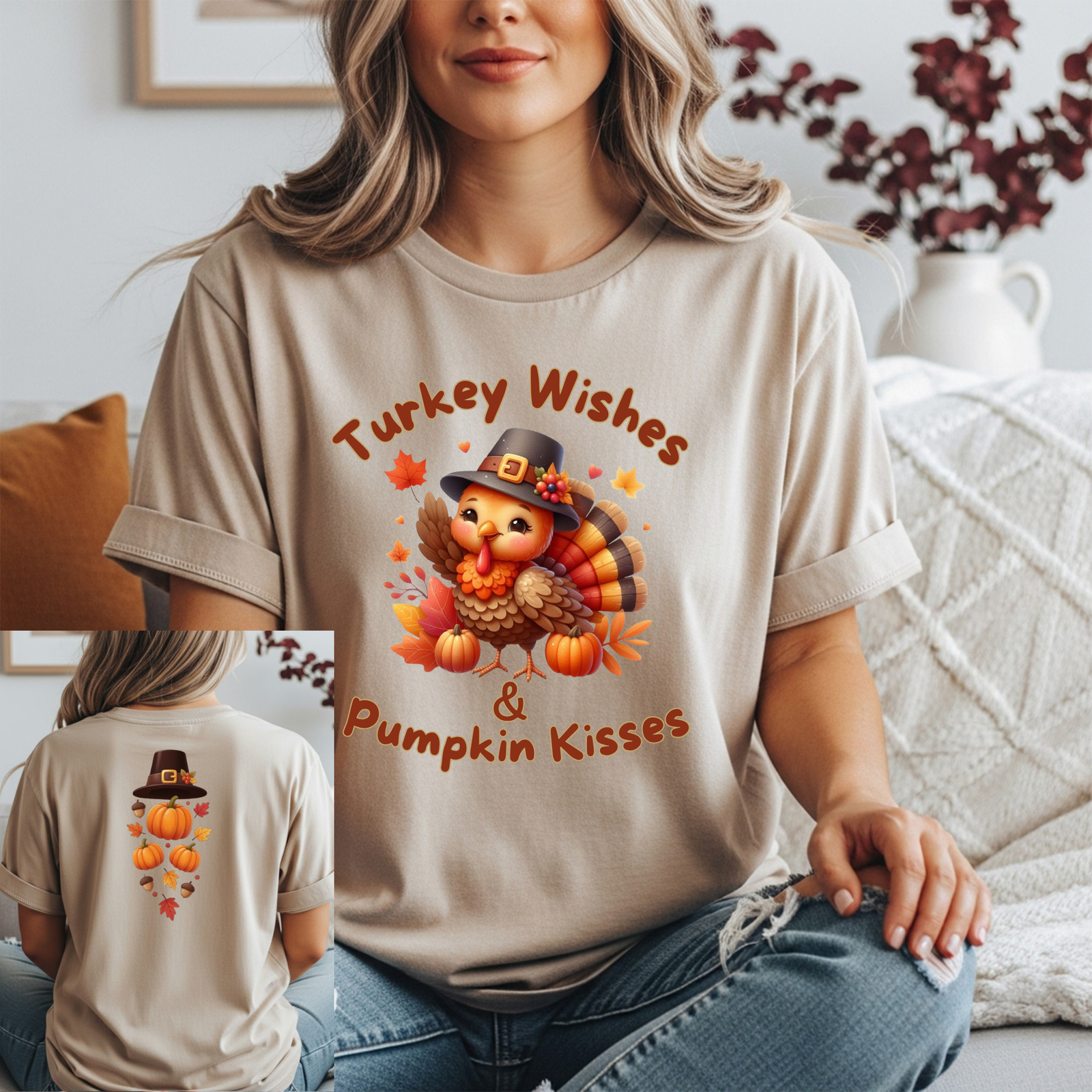 Turkey Wishes T -Shirt– Front & Back Design TheCraftNook
