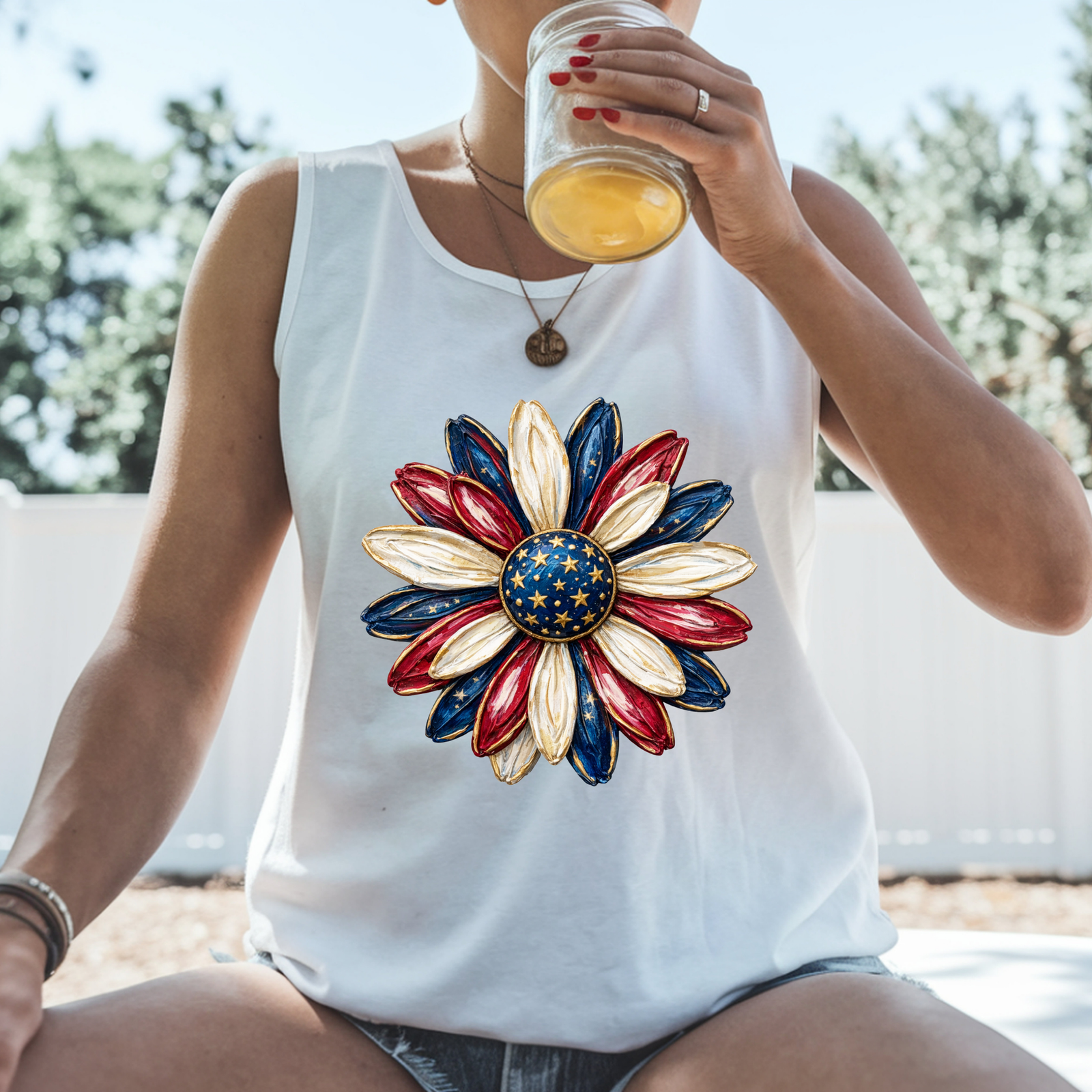Patriotic Daisy Tank Top TheCraftNook