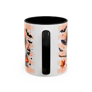 Spooky Season Accent Coffee Mug — Cute Halloween Ghost with Pumpkins (11/15oz) Printify